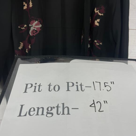 Urban Outfitters Staring at Stars Black Embroidered Fringe Kimono sz S - Picture 7 of 8